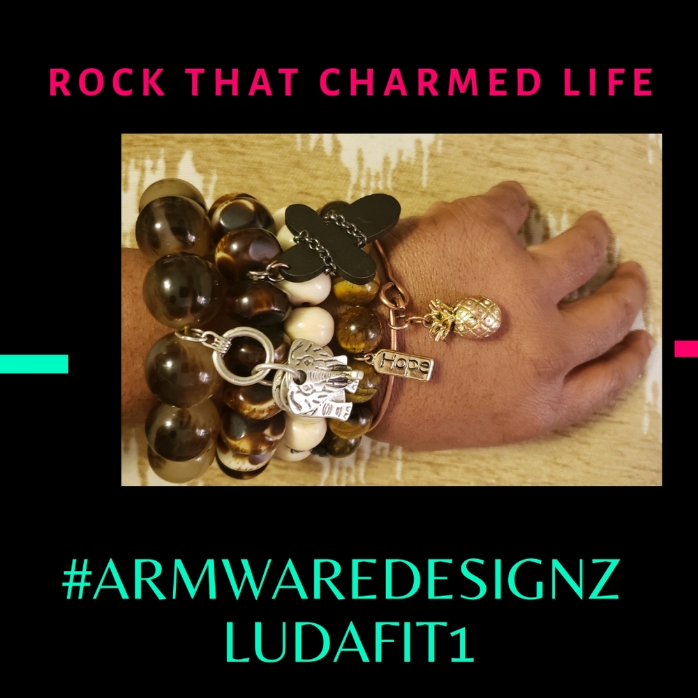MOCHA BROWN, CREAM & TIGER EYE CHARM ARMCANDY